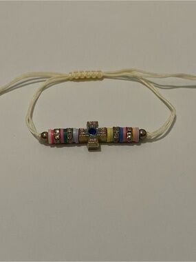 Beaded Cross Friendship Bracelet in Pastel Colors
